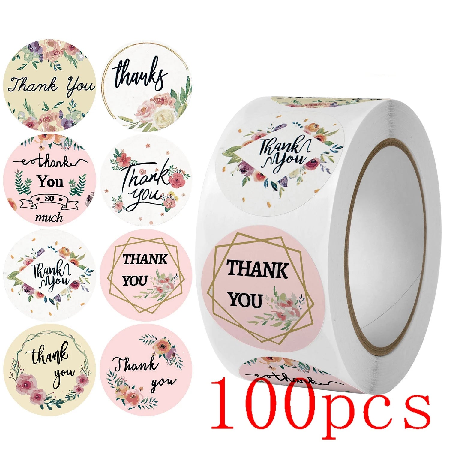 100-500pcs Thank You Sticker Holiday Decor Sticker Wedding Party Gift Sticker Birthday Gift Box Sticker Baking Labels