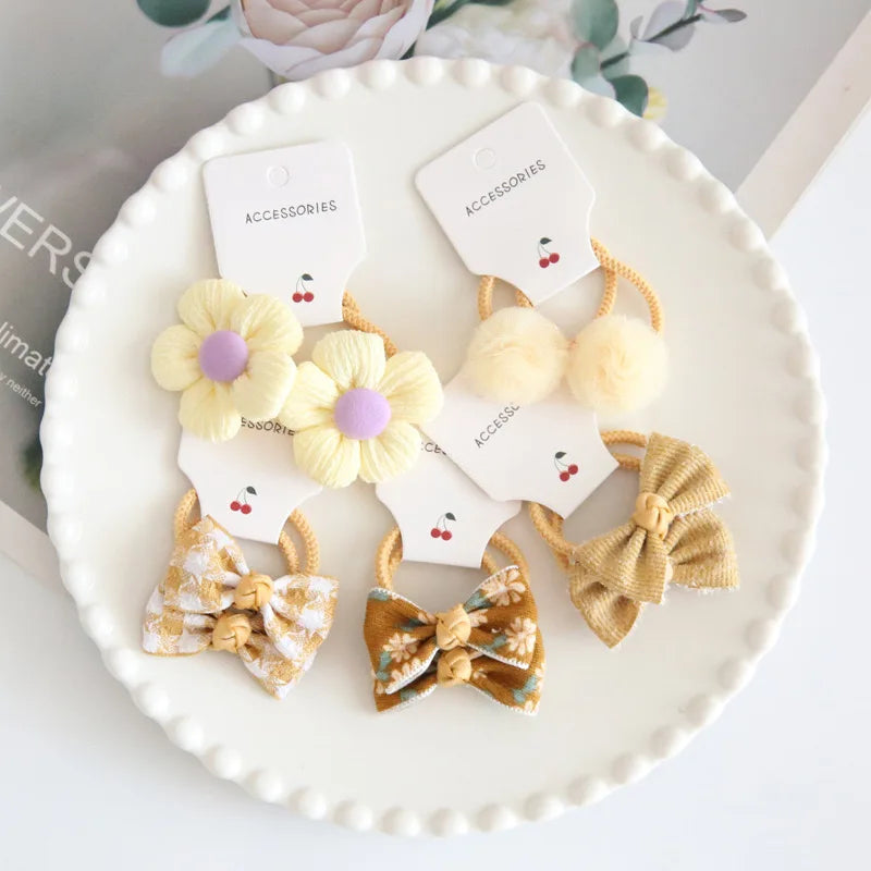 Elastic Hair Bow for Children, Children's Headwear, Hair Accessories for Girls, Cute Hair ties, Lovely Hair Rope, 10Pcs per Lot