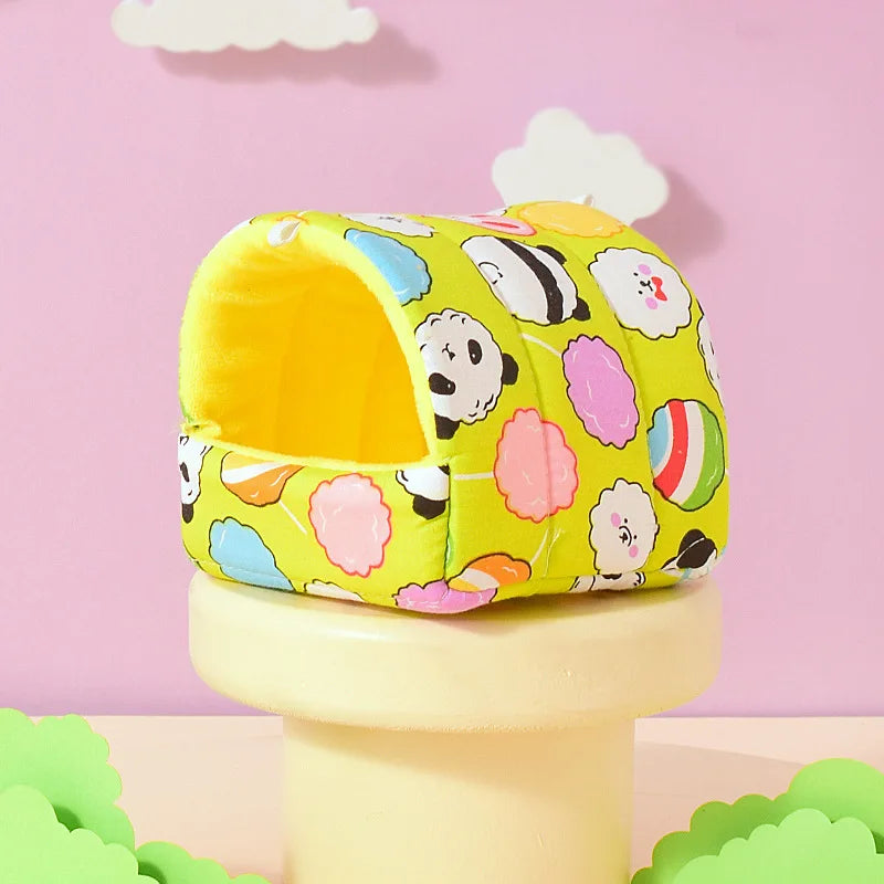 Cute Cartoon Rabbit Squirrel Mini Cage Guinea Pig Nest Small Animal Mice Rat Pet Sleeping Bed Hamster House Winter Warm Soft Mat