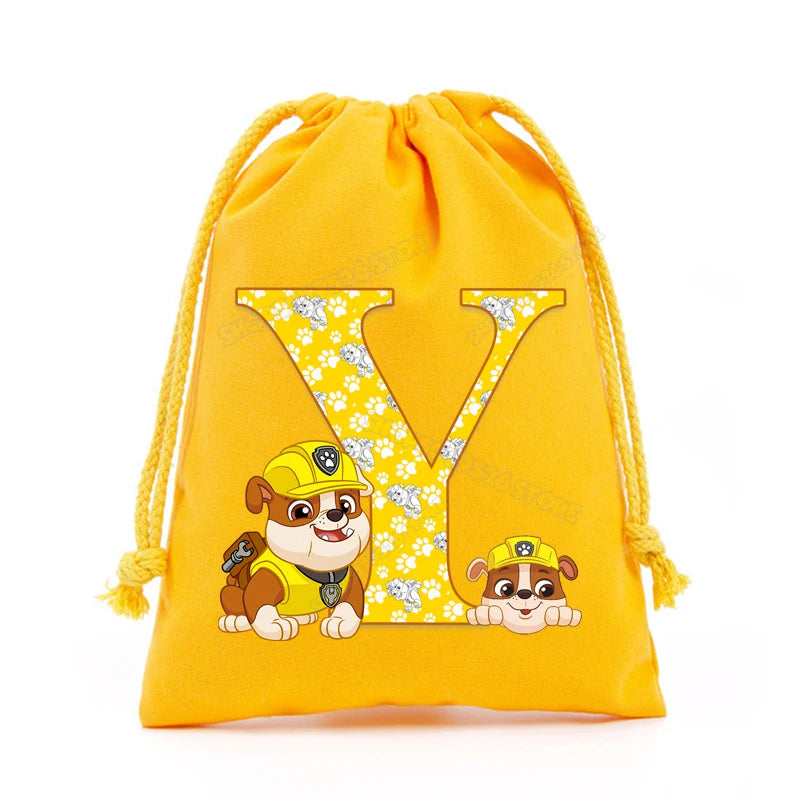 Paw Patrols Drawstring Storage Bag Rubble A-Z Letter Candy Gift Package Cartoon Key Pouch  Earphone Data Cable Dustproof Sacks