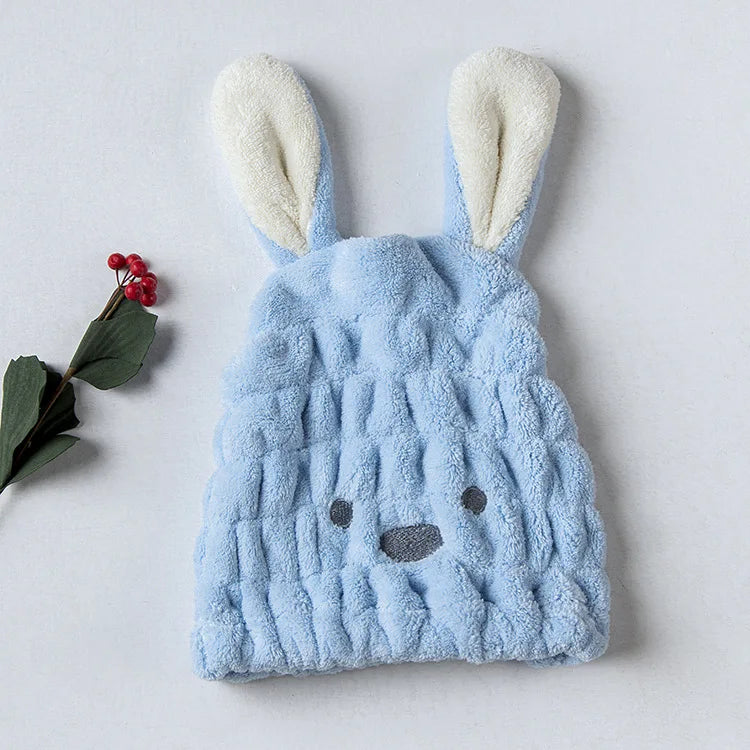 Dry Hair Hat Children Coral Velvet Cartoon Shower Cap Rabbit Ear Dry Hair Hat Wholesale Adult Female Dry Hair Towel