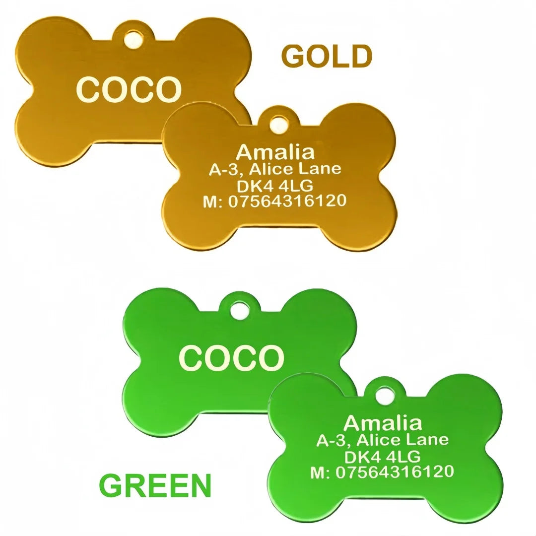 Personalized Pet ID Tag for Dogs & Cats - Deep Engraved Aluminum Collar Nameplate with Free Engraving |  Address, Number