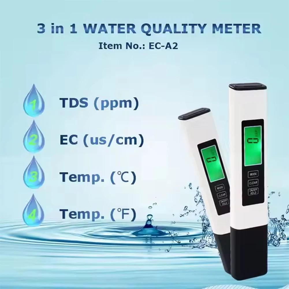4 in 1 Digital Water Quality Tester TDS Meter EC Meter & Temperature Meter for Drinking Water Hydroponics Aquarium Swimming Pool