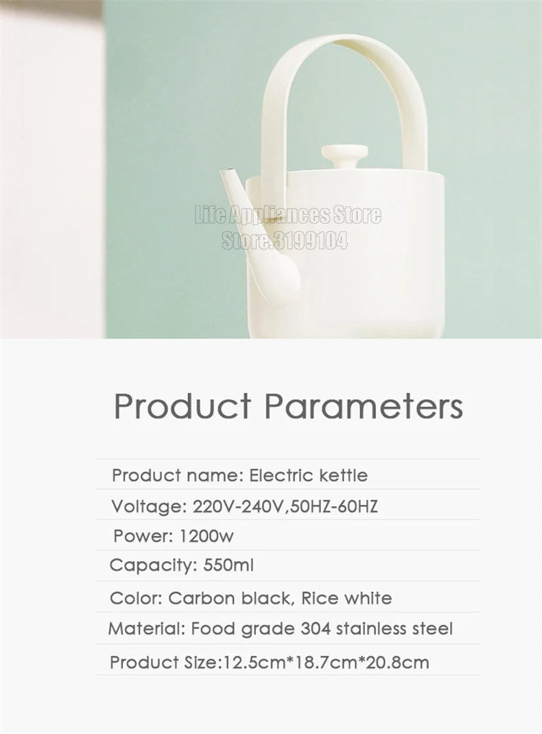 XiaoTi Electric Kettle Beautiful Retro Style 304 Stainless Steel Electric Tea Kettle For Home Office Hotel Fast Boiling 600ml