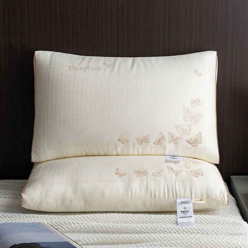 2025 new silkworm chrysalis protein butterfly silk pillow 48x74cm one pack/pair household breathable silk pillow