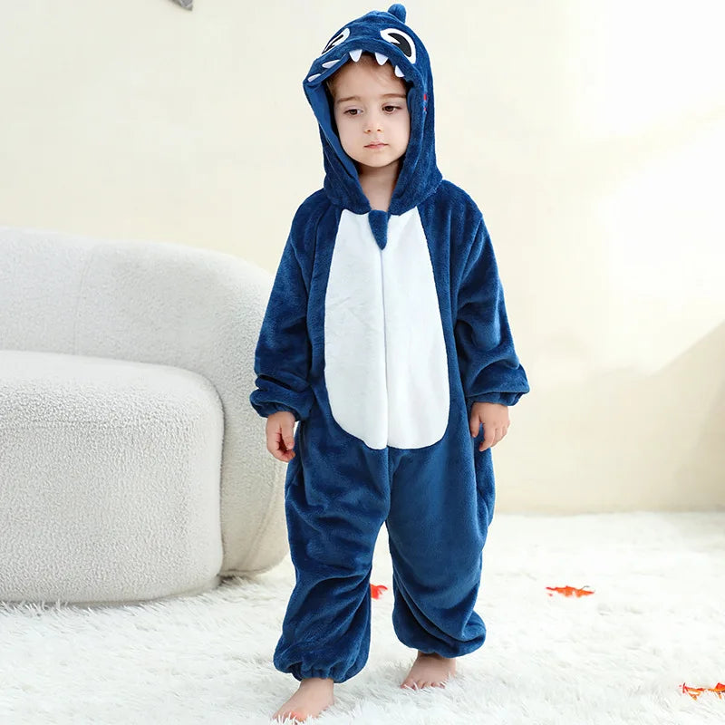 Winter Baby Rompers Baby Pijamas Halloween Ghost Bat Shark Deer Animal Cartoon Hooded Jumpsuits Cosplay Costume Boys Girl Pajama