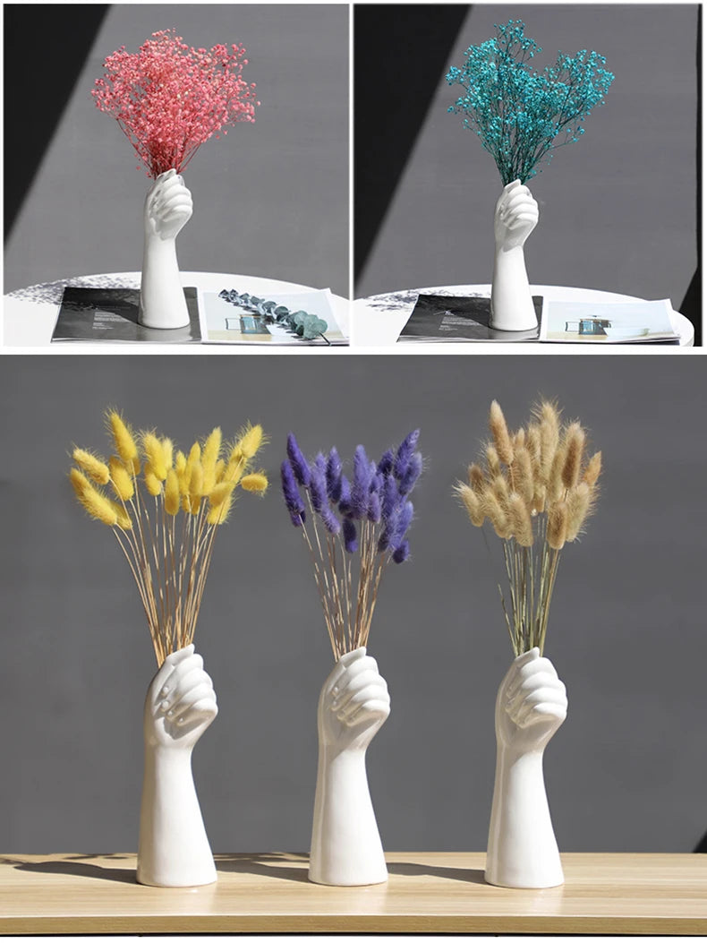 Ceramics Vase Hand Vase Flowers Arrangement Modern Home Office Decor Creative Plant Flower Vase Desktop Decoration Ornaments