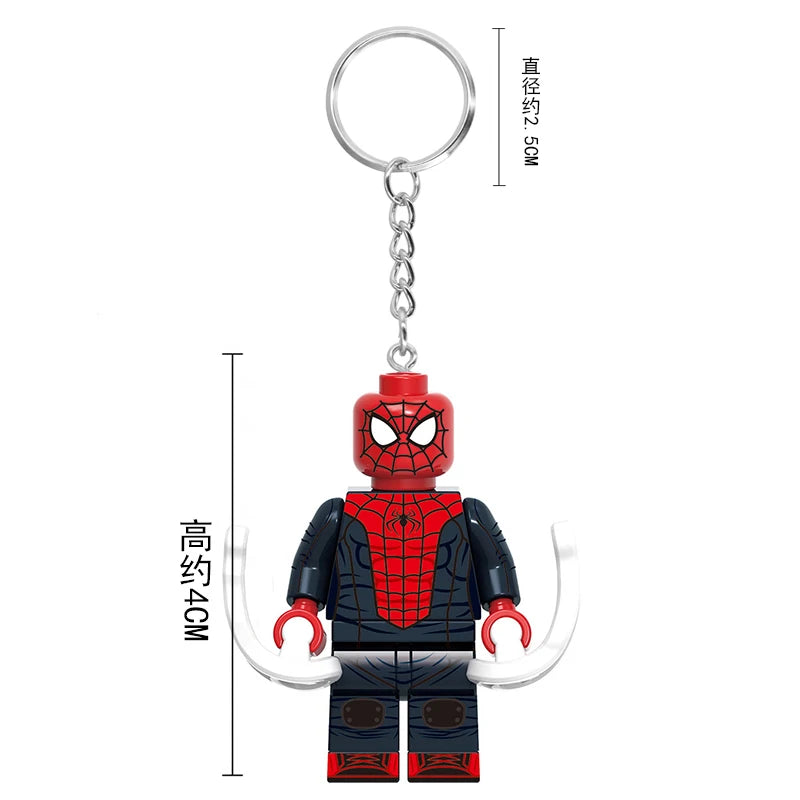 Marvel Spiderman Doll Universe Miles Gwen Cartoon Cute Building Blocks Assembled Toy Ornament Keychain School Bag Pendant Gift