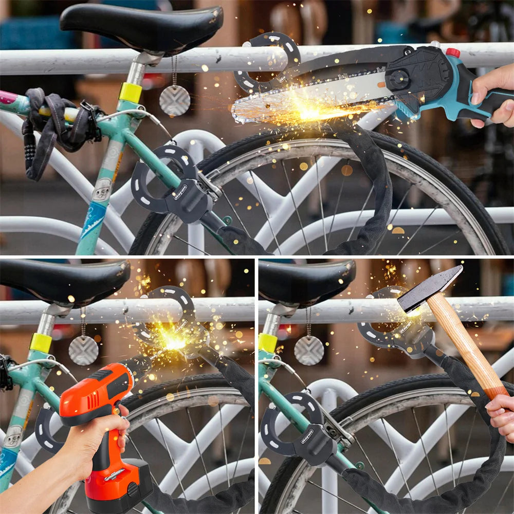 قفل دراجة معدني سميك مضاد للسرقة، قفل حماية سلسلة للدراجات الخارجية والمركبات الكهربائية والدراجات الجبلية والسكوتر