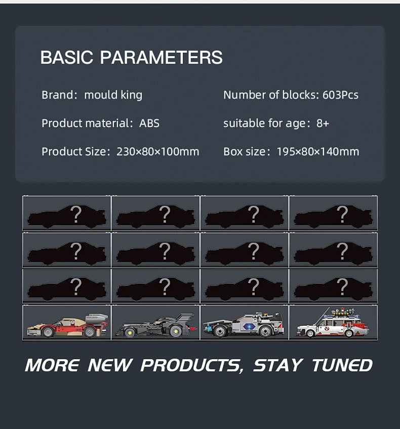 MOULD KING 27020 Technical Car Toys The Mini Ghost Bustered ECTO-1 Car Model Assembly Building Block Brick Kids Christmas Gifts