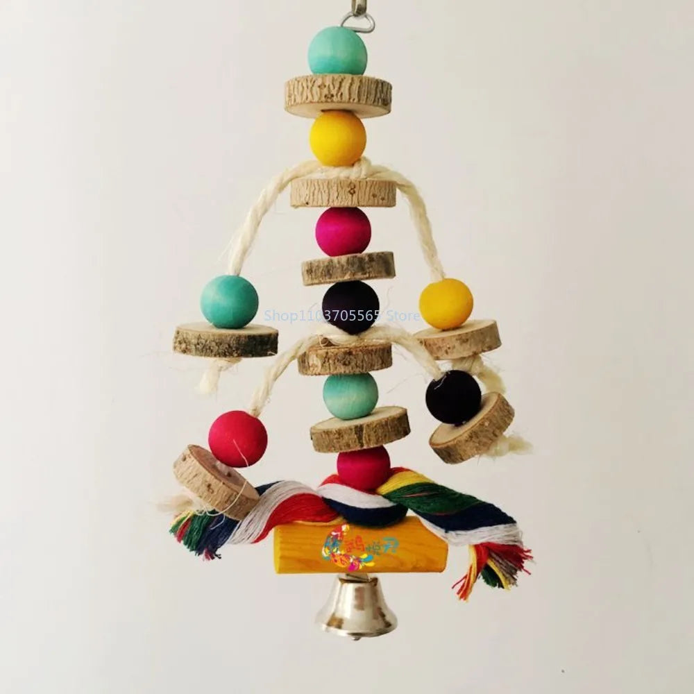 Parrot Toys Colorful Wooden Bird Supplies Unique Shape Diverse Ways To Play Complete Variety Large Parrot Bite Bird Toys