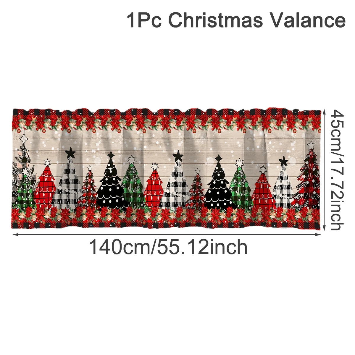 Christmas Short Curtains Valances Christmas Decorations for Home 2025 Xmas Ornaments Windows Treatments for Kitchen Bathroom