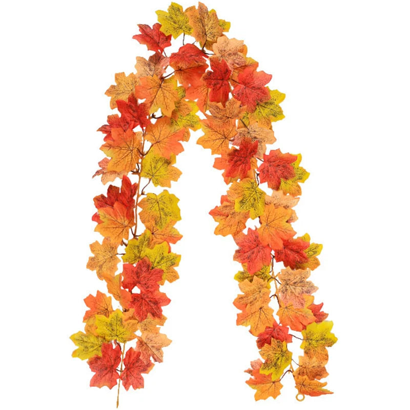 200cm Artificial Vines Red Autumn Maple Leaves Fake Garland For Home Christmas Halloween Thanksgiving Party Fireplace Fall Decor