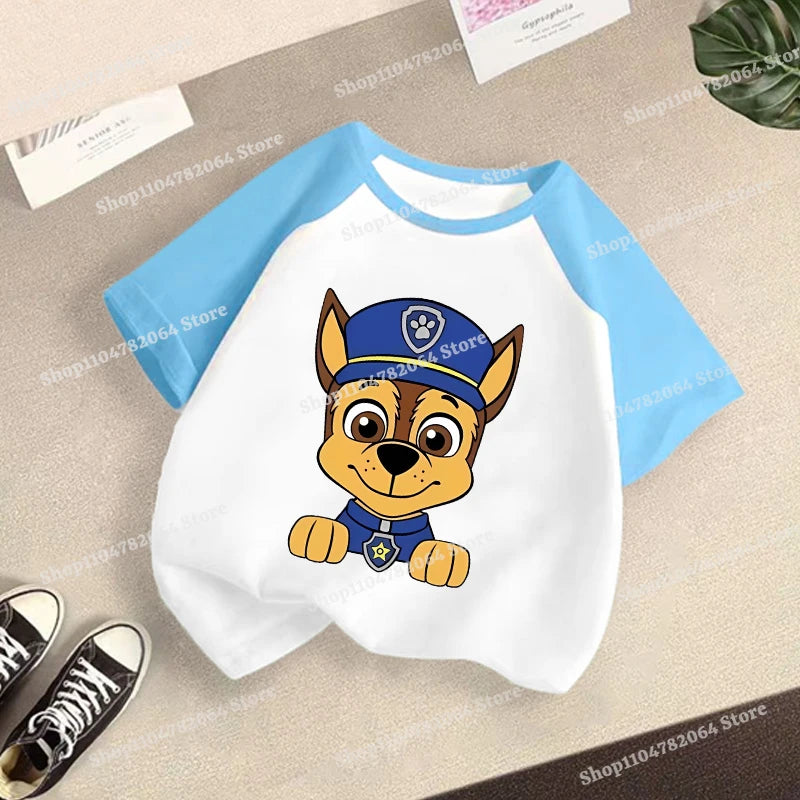 PAW Patrol T-shirt Children Clothing Chase Skye Cartoon Anime Short Sleeve Boy Girl Kawaii Fashion Tee Cute Kid Home Clothes Top