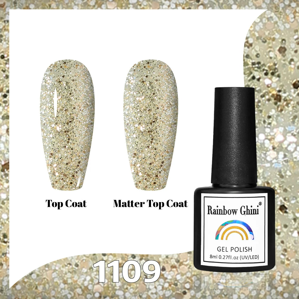 Gel Vernis à ongles semis permanents Paillettes 8Ml 150 couleurs