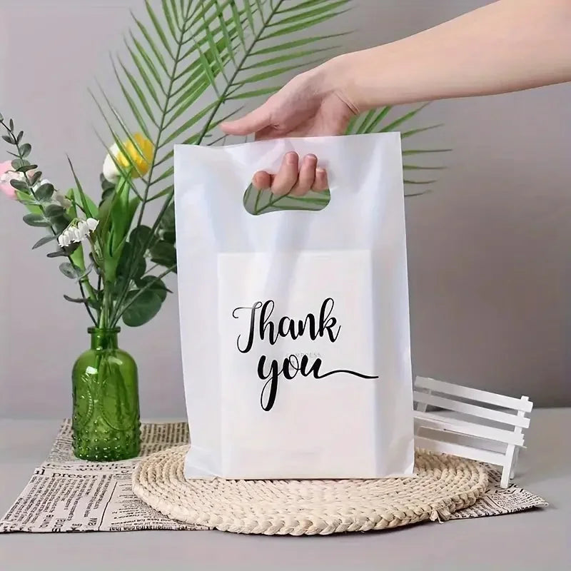20/50pcs reusable foldable waterproof PE shopping bag, durable boutique supermarket retail bag, perfect thank you party gift bag