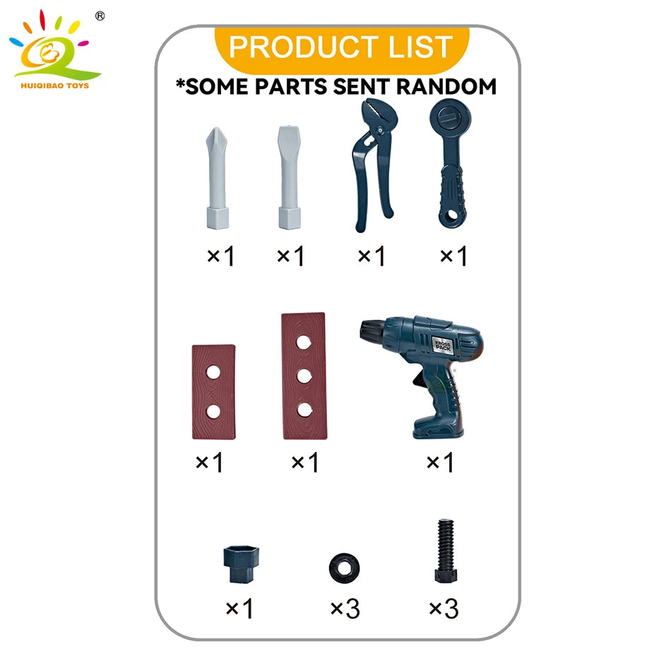 Children's Toolbox Engineer Simulation Repair Tools Drill Saw Screwdriver Pincers Kit Pretend Play House Toys for Kid Gift