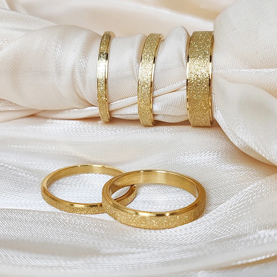 eManco Minimalist Personalized Frosted Stainless steel Women's ring Gold Color/Silver Color 2/3/5MM Wide Gold Girl Jewelry