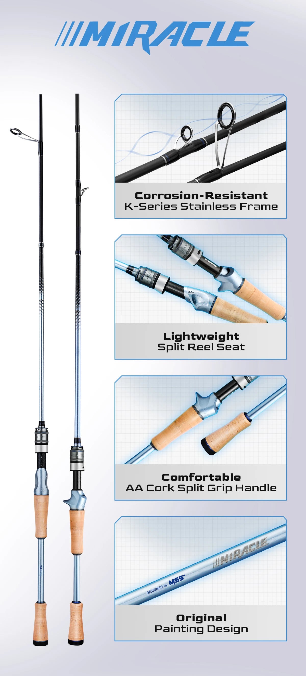 HANDING Miracle BFS Fishing Rod 90g Lightweight Fishing Rod 40T Carbon Blanks Casting Rods FUJI® A Guides High Sensitive Rod