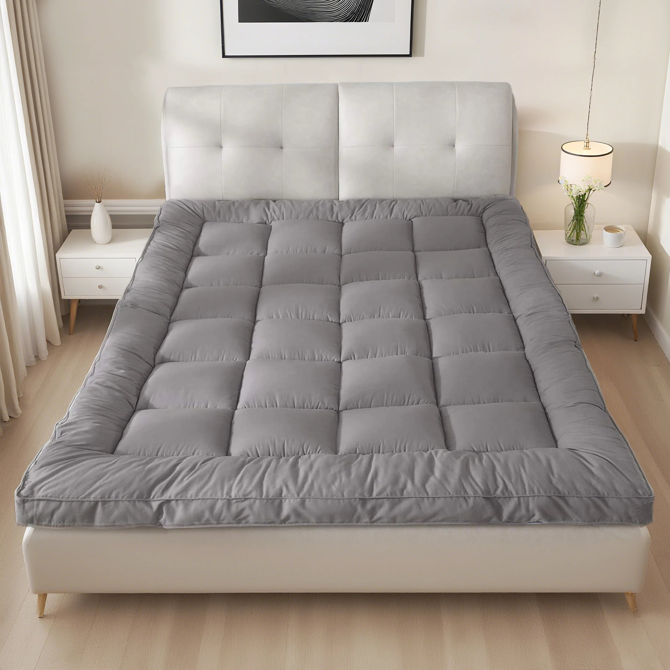 Japanese Futon Floor Mattress, 3" Thicken Foldable Mattress Topper, Ideal for Comfort and Support, Floor Lounger Pillow Bed Sofa