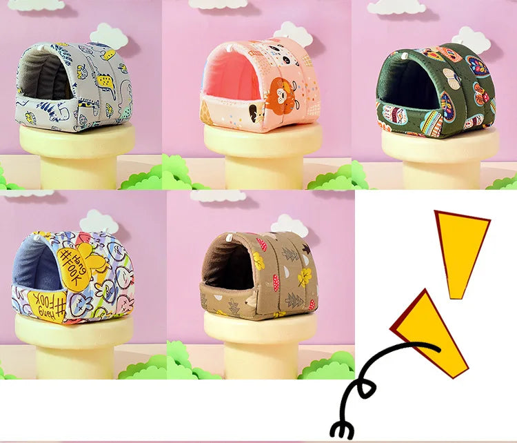 قفص صغير لطيف على شكل أرنب وسنجاب كرتوني، عش خنزير غينيا، حيوان صغير، فئران، فأر، سرير نوم للحيوانات الأليفة، منزل الهامستر، حصيرة ناعمة دافئة في الشتاء