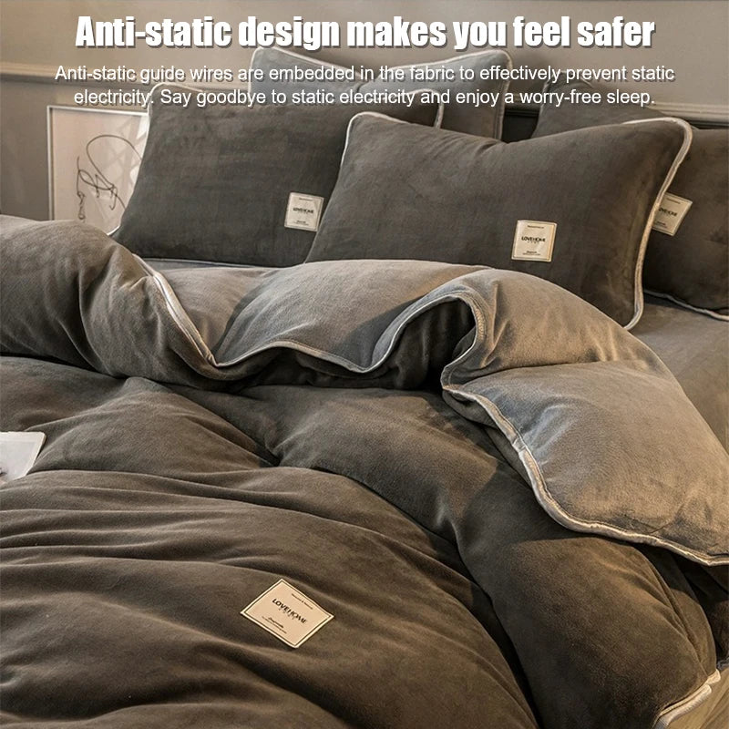 Winter New Coral Velvet Warm Quilt  Cover Soft Plush Quilt Cover Flannel Duvet Cover Bedding Home housse de couette 이불커버