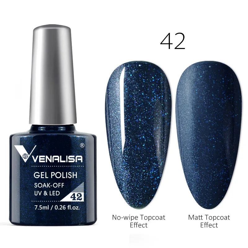 VENALISA Nail Gel Polish Full Coverage Holographic Camouflage Nail Varnish Manicure Lacquer Polish Soak Off UV LED Lacquer 7.5ML