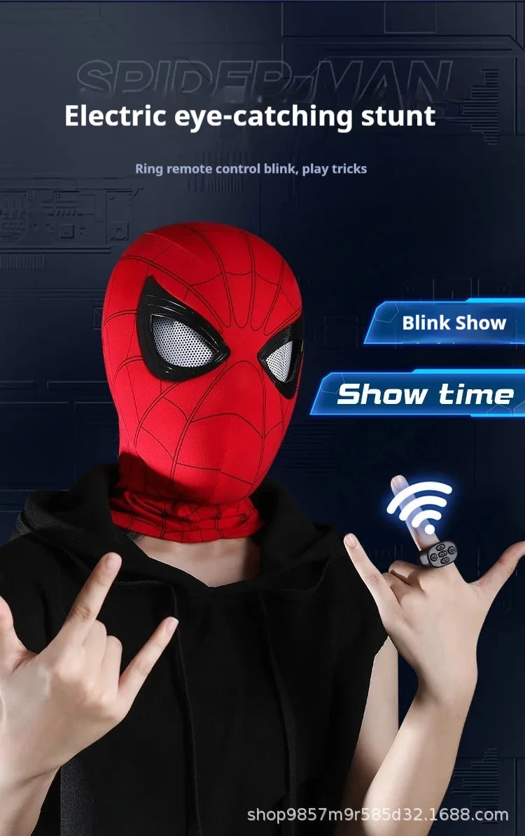 Marvel Mascara Miles Spiderman Headgear Cosplay Moving Eyes Electronic Mask Spider Man 1:1 Remote Control Toys For Adults Gift