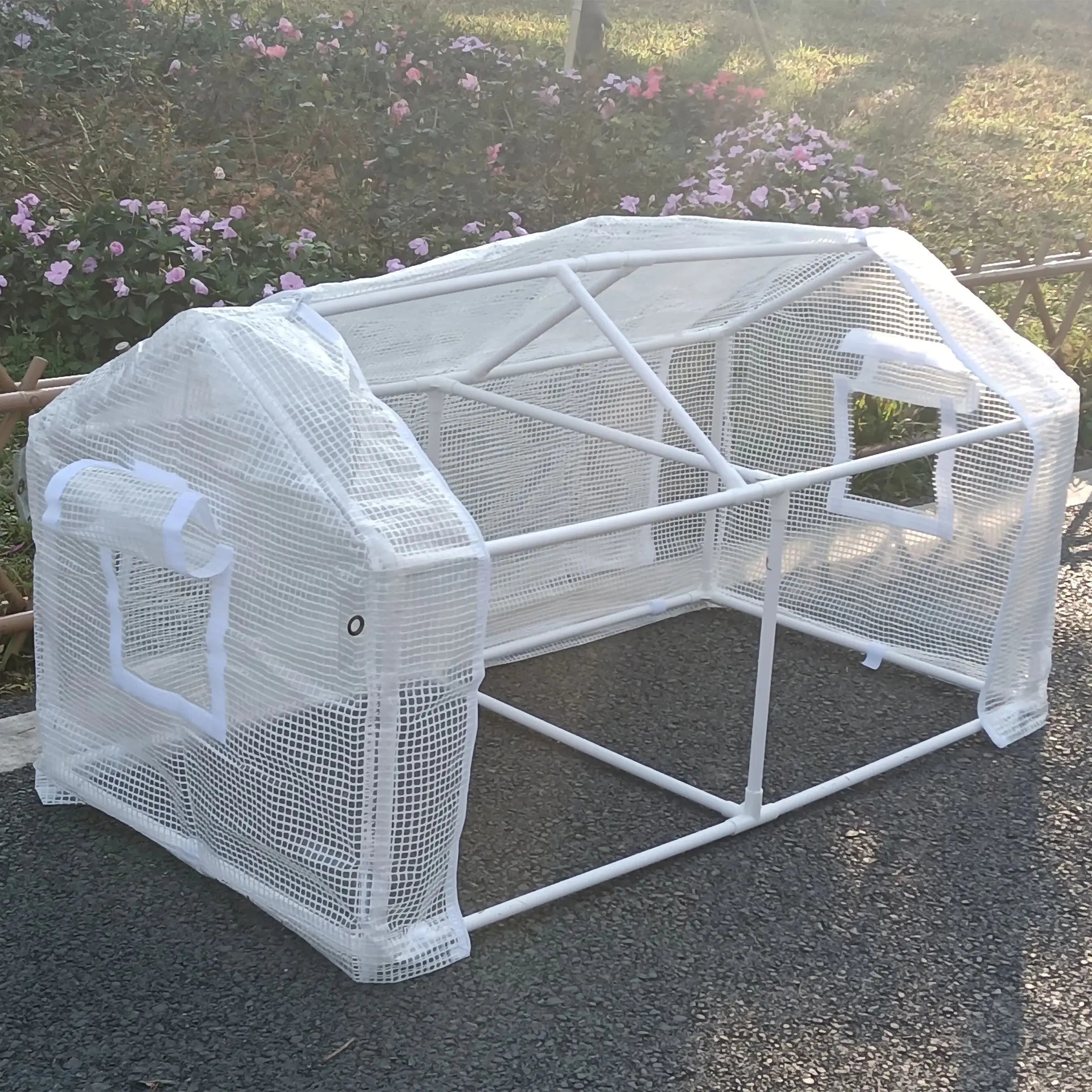 Outdoor crop shed, plant protection tent with zipper doors,windows, vegetable Bottom without film