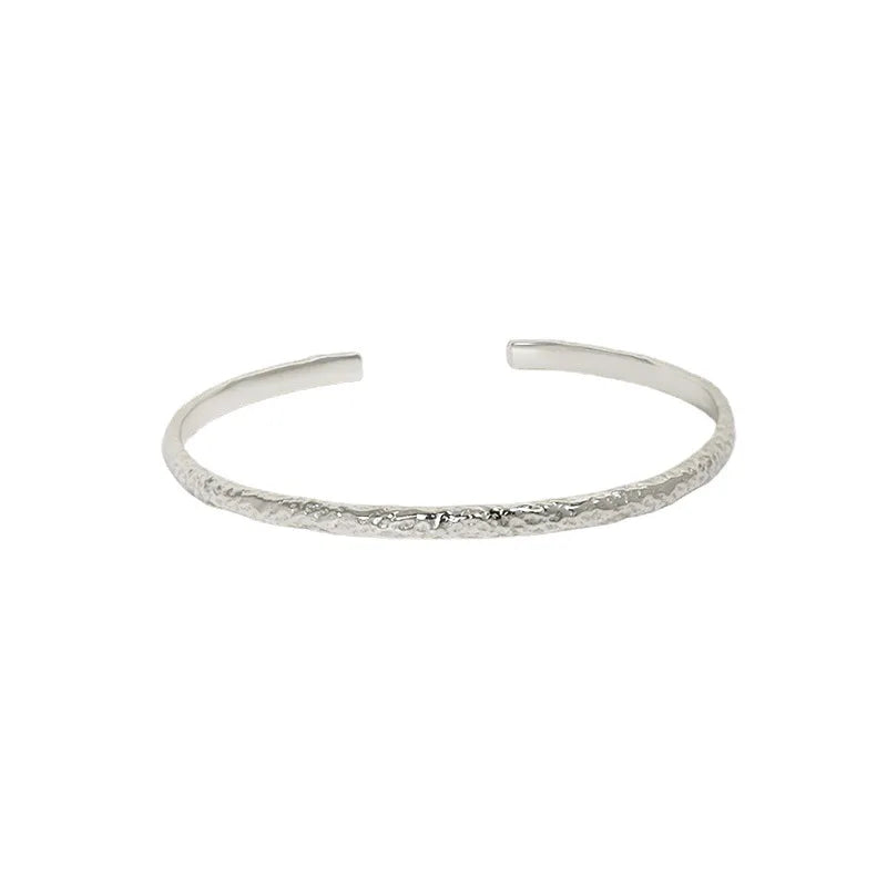 SHANICE 100% S925 sterling silver Tin Foil texture Open Bracelet&Bangles For Women Men Fashion Charm Jewelry Wholesale