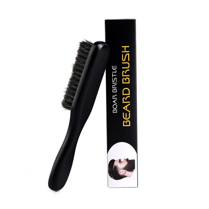 1pc Brosse de toilettage de barbe Manche en bois Poils de sanglier Lisse et favorise la croissance de la barbe