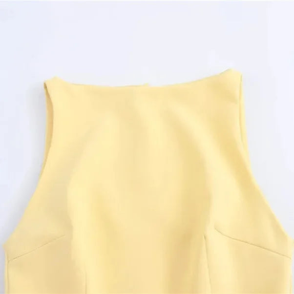 French Vintage One-Shoulder Sleeveless Waist-Detail Mini Skirt Women's Fashion Autumn New Slim Fit A- Line Short Skirt Dress