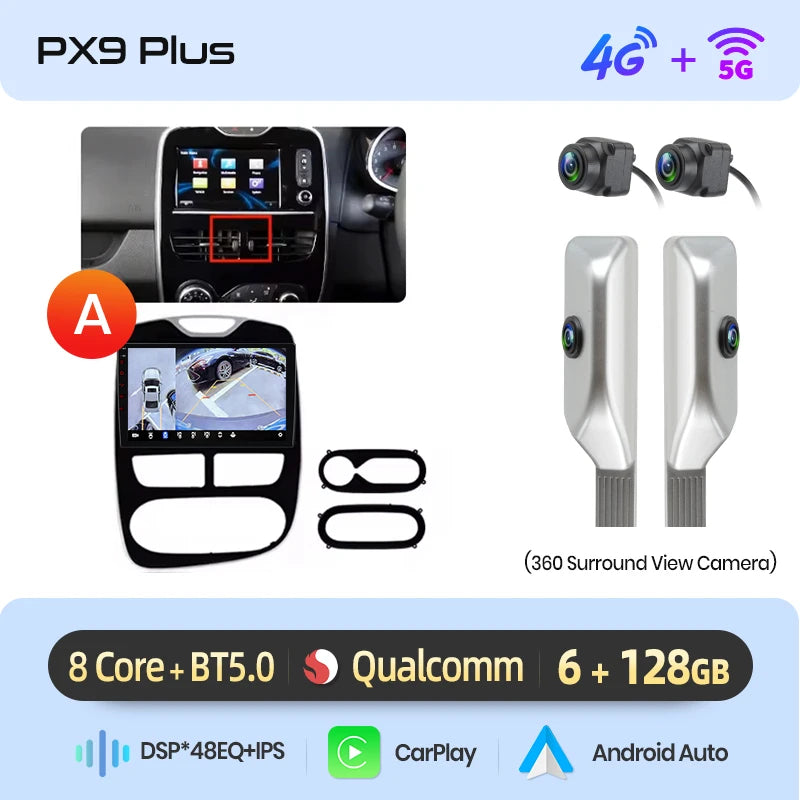 AWESAFE CarPlay اللاسلكي لنظام Apple Android 13 راديو السيارة لسيارة Renault Clio 4 2012 2013 2014-2016 شاشة الوسائط المتعددة ستيريو نظام تحديد المواقع العالمي (GPS)