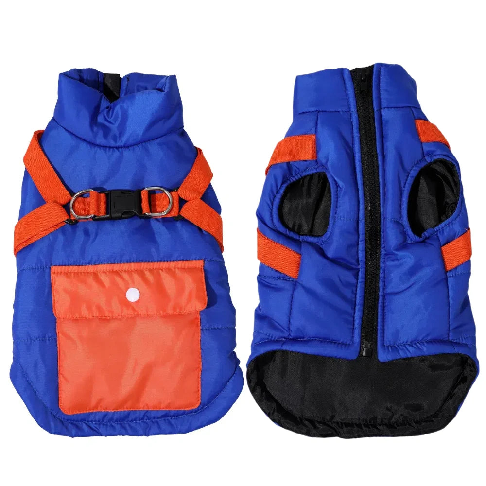 Warm Dog Coat For Autumn Winter Windproof Dogs Jacket With Harness Outdoor Waterproof Puppy Jacket For Small Medium Dogs Bulldog