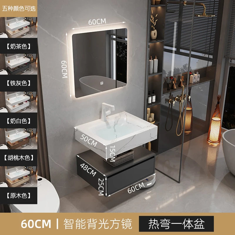 Armoire de salle de bain légère en bois massif, toilettes de rangement Vintage, vanité de salle de bain, miroirs de maquillage, meubles Para Banheiro