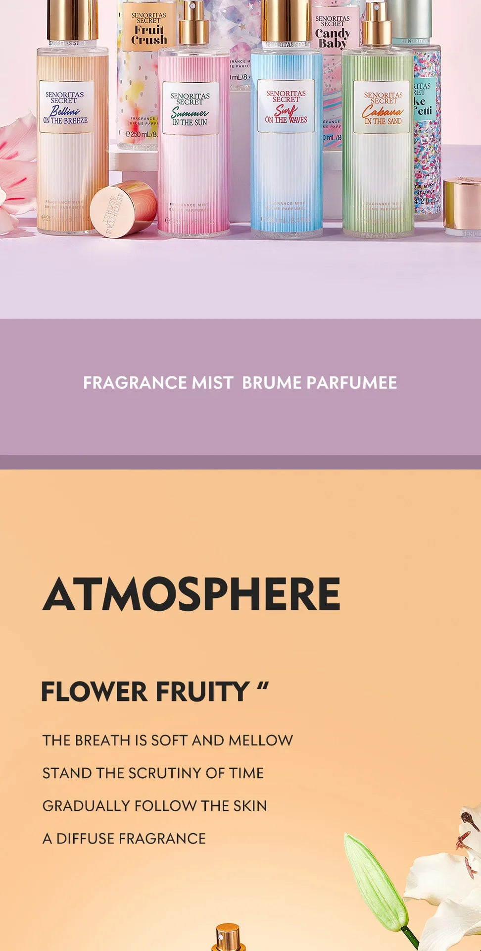 Parfum de fruits à fleurs thaïlandaises Parfum à la vanille pour femmes Parfum de rendez-vous longue durée Good Girl Parfume Body Spray Floral Mist 250ml