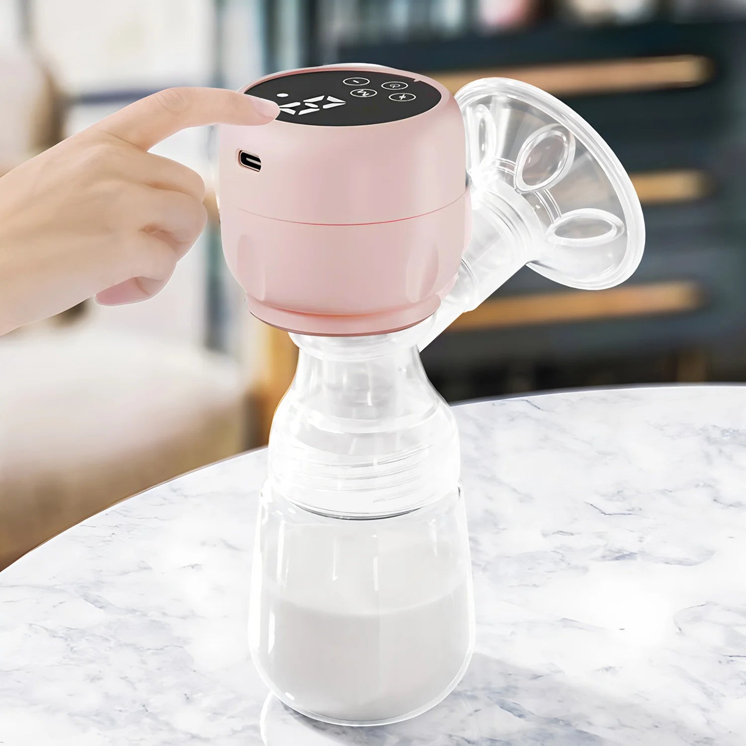 Intelligent Electric Breast Pump - High Suction Painless Silent Milk Extractor for Postpartum Breastfeeding, Integrated Design