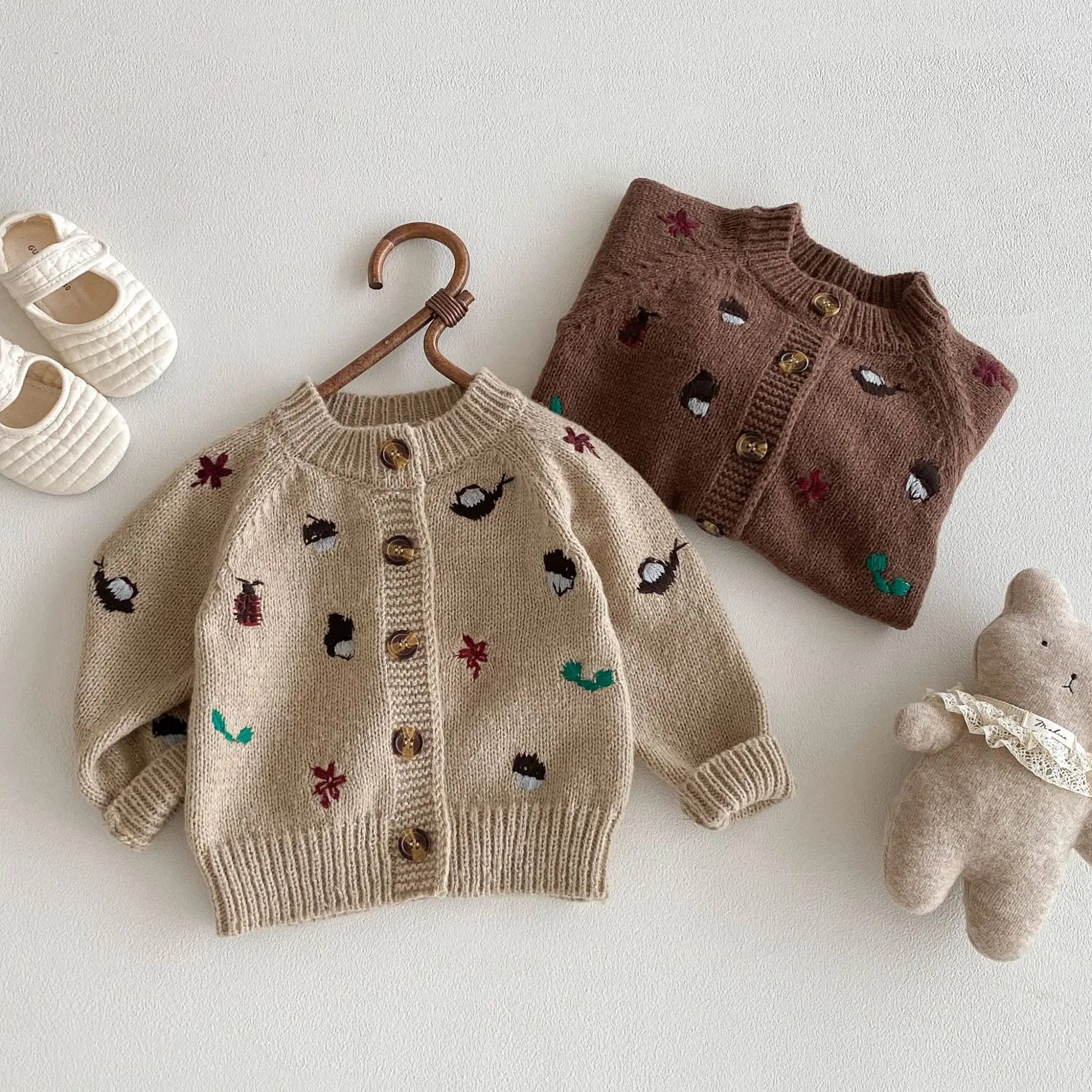 6852 Baby Knitted Sweater 2025 Autumn and Winter New Long Sleeve Embroidered Baby Boy's Cardigan Coat Girl's Sweater