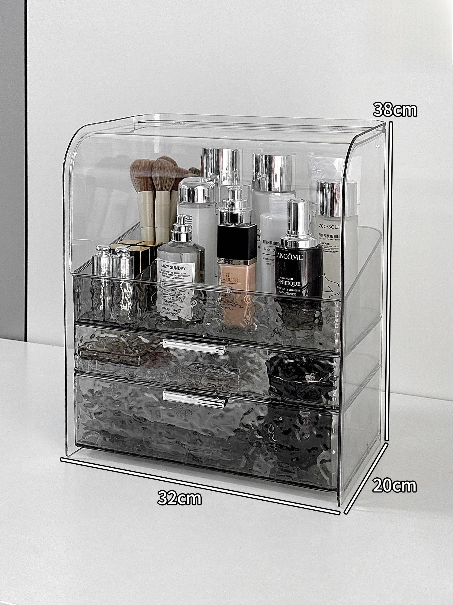 Transparent Cosmetic Storage Box Desktop High-End Dustproof Cover Carents eup Skincare Lipsti Organizer Box