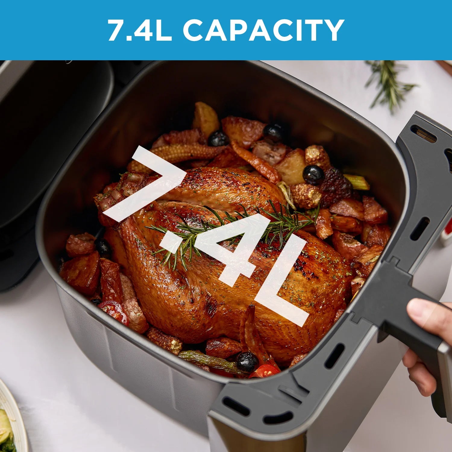 Midea Hot Air Fryer 7L Capacity, HeatXpress Technology, 90% Less Oil, Energy and Time Saving with 7 Presets, Easy-View Window