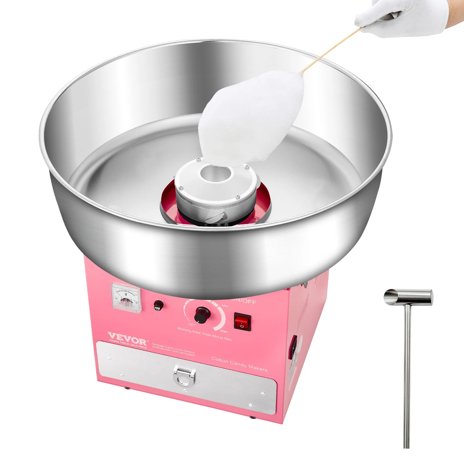 SucceBuy Electric Cotton Candy Machine 1000W Commercial Candy Floss Maker with Stainless Steel Bowl for  Birthday Family Party