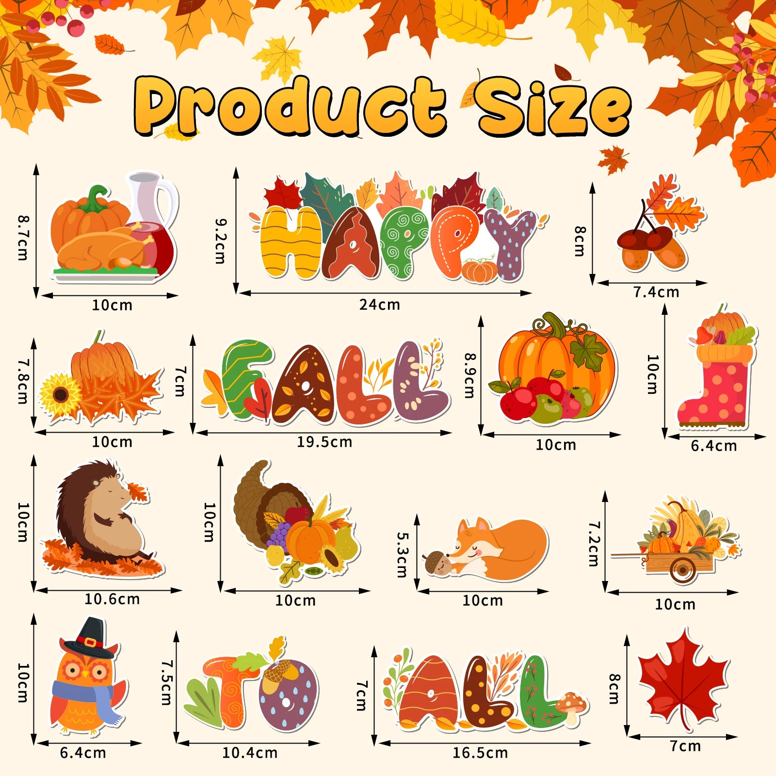 15Pcs Fall Magnets Decorations, Fall Thanksgiving Reflective Car Refrigerator Magnets, Holidays Magnetic Stickers Magnet Decal A