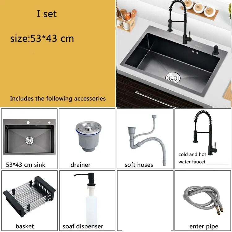 small kitchen sink above counter or udermount vegetable washing basin sink kitchen black stainless steel seamless welding pia