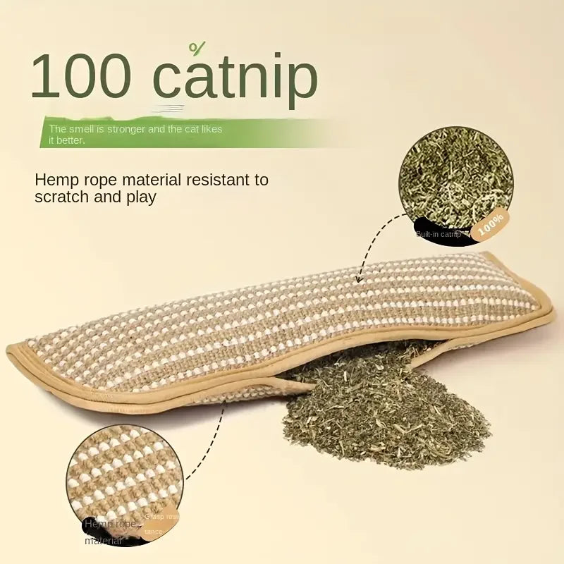 Sisal Cat Scratching Mat with Catnip - Bite-Resistant, Shed-Free for 4-Season Use as Claw Sharpener & Bed