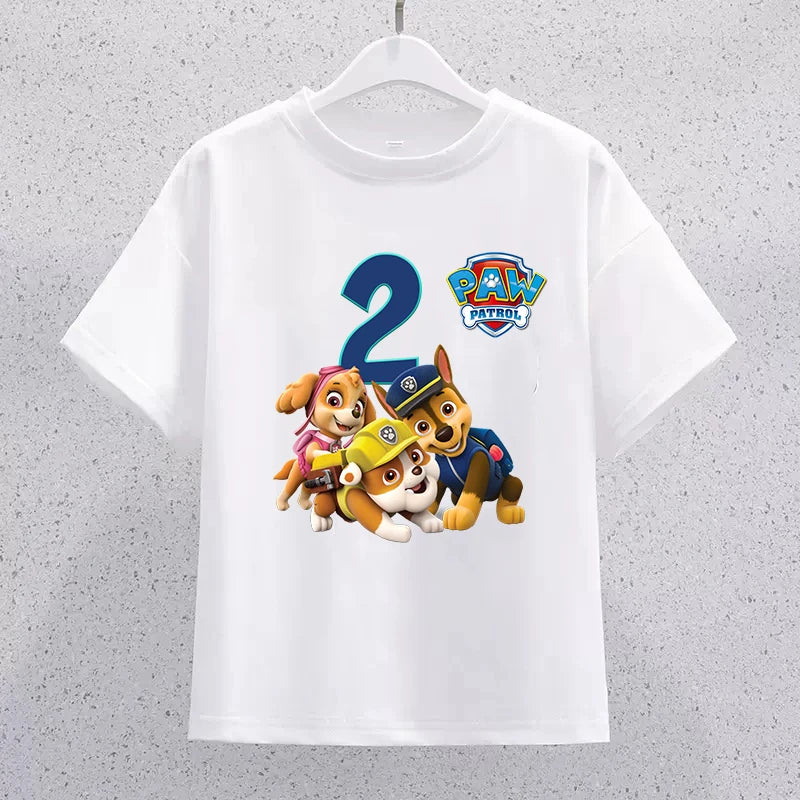 PAW Patrol Children Short Sleeve T-shirt Cartoon Birthday Digital Print Pullover Boys Girls Summer Casual Breathable Tops Gifts