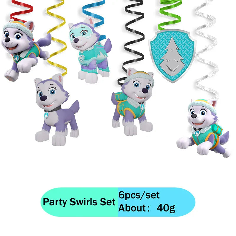 Paw Patrol Snow dog Everest Cartoon Animation Theme Birthday Party Decorations Disposable Sticker Balloon Paper Plates Supplies