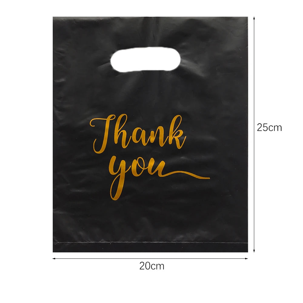 100/50/10Pcs Thank You Gift Bags Wedding Birthday Guest Gift Wrap Plastic Shop Bags Small Business Candy Pastry Store Packaging