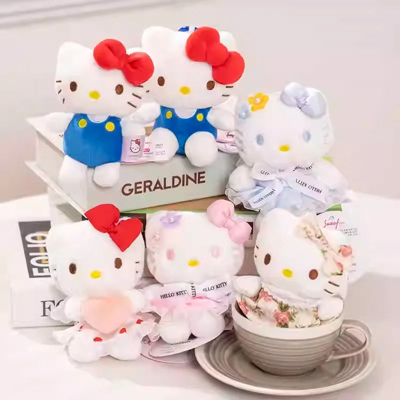 Genuine Sanrio Hello Kitty Cute Girl Keychain Car School bag Pendant Kids Plush Toys Keyring Plushier Birthday Thanksgiving Gift