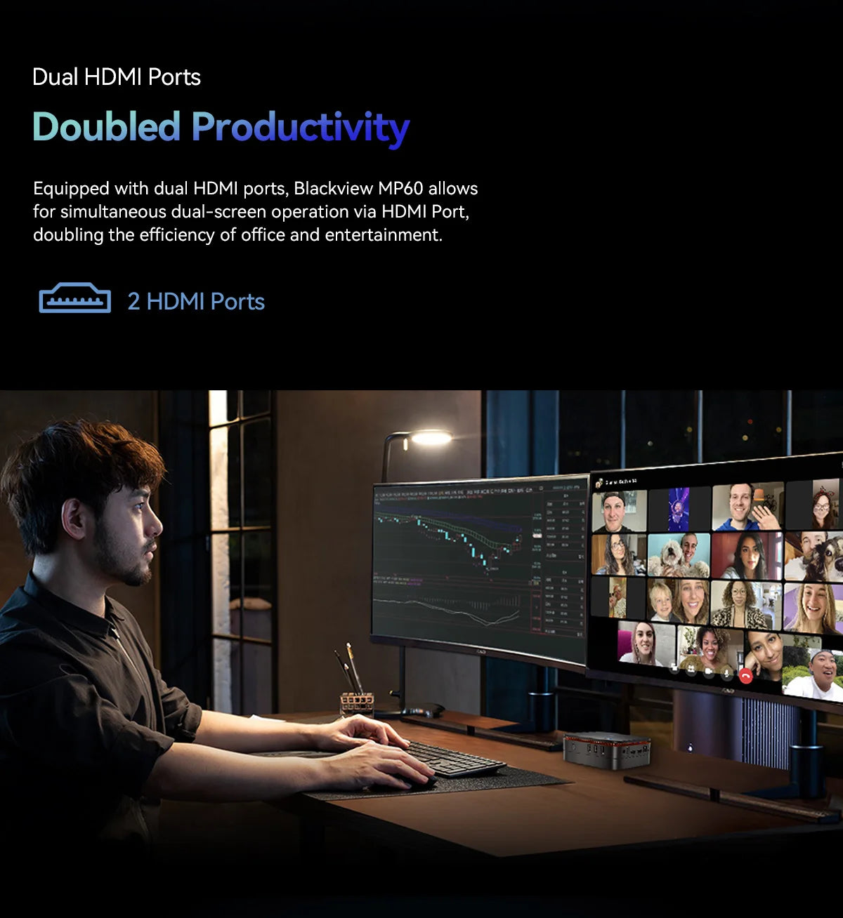 Blackview MP60 NEW Mini PC Windows 11 16GB DDR4/512GB 1TB SSD Ordenador Intel N95 4K HD Doble HDMI Dual-Band 2.4G