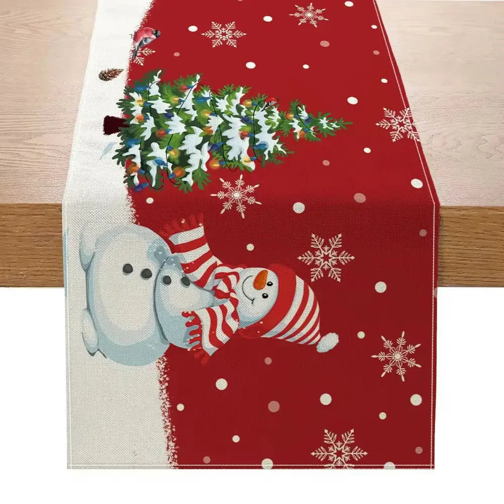 Santa Claus Table Runner Living Room and Bedroom Backdrop Decoration Fabric, Christmas Home Soft Decoration